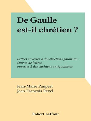 cover image of De Gaulle est-il chrétien ?